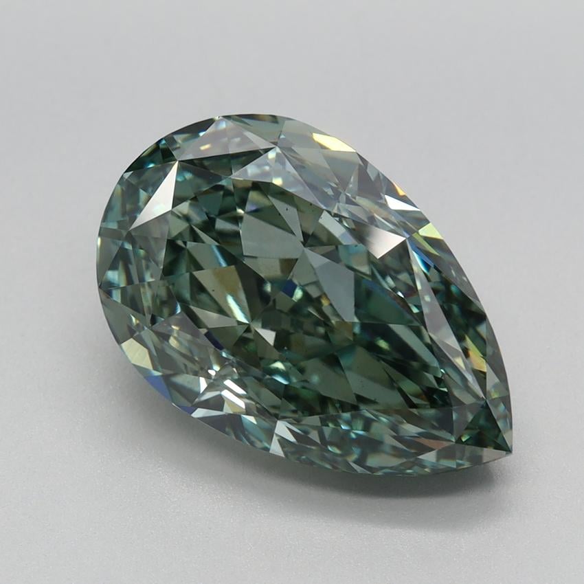 4.42 Ct. Fancy Vivid Green Pear Lab Grown Diamond