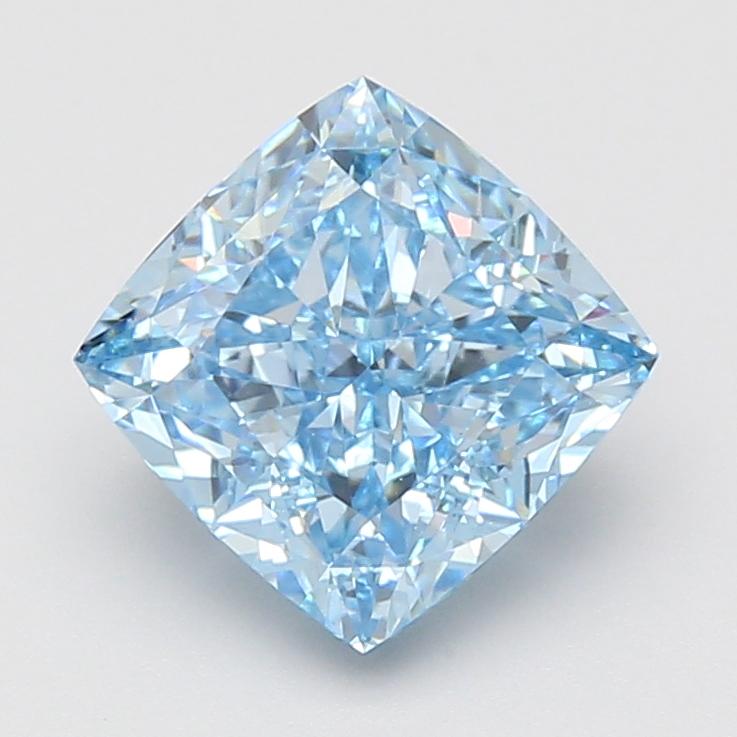 3.08 Ct. Fancy Vivid Blue Cushion Lab Grown Diamond