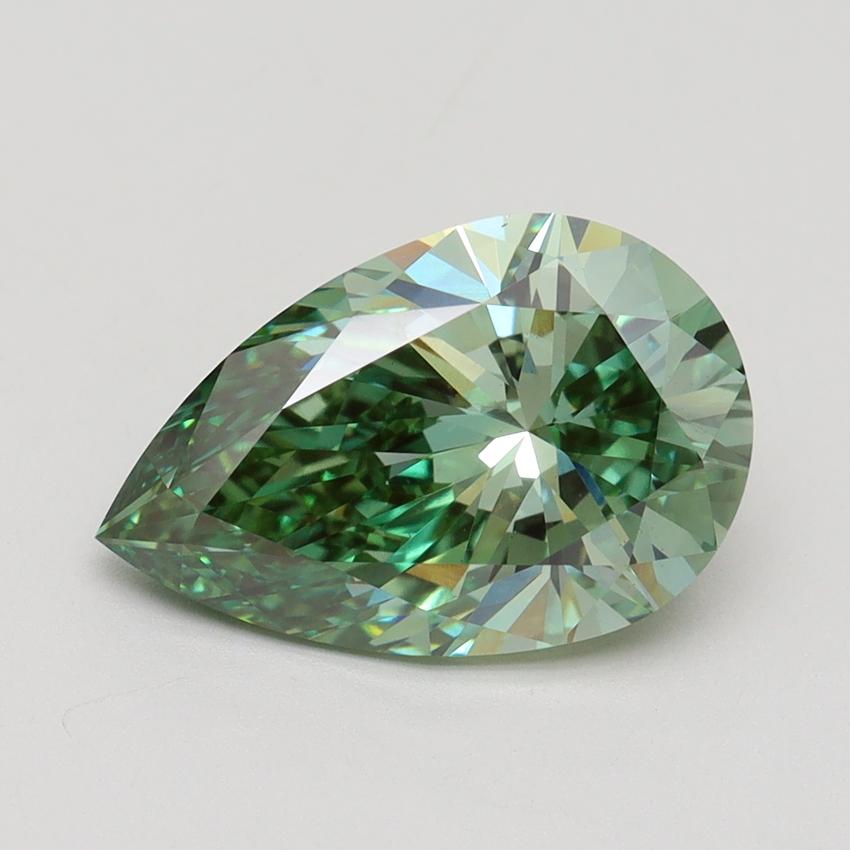 3.09 Ct. Fancy Vivid Green Pear Lab Grown Diamond