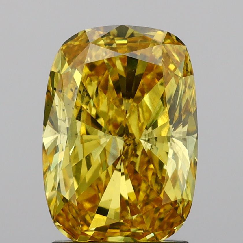 2.06 Ct. Fancy Vivid Yellow Cushion Lab Grown Diamond