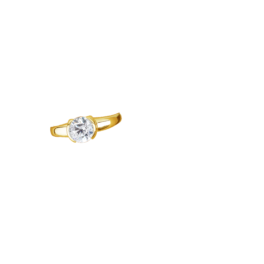 18K Yellow Gold Petite Semi-Bezel Ring