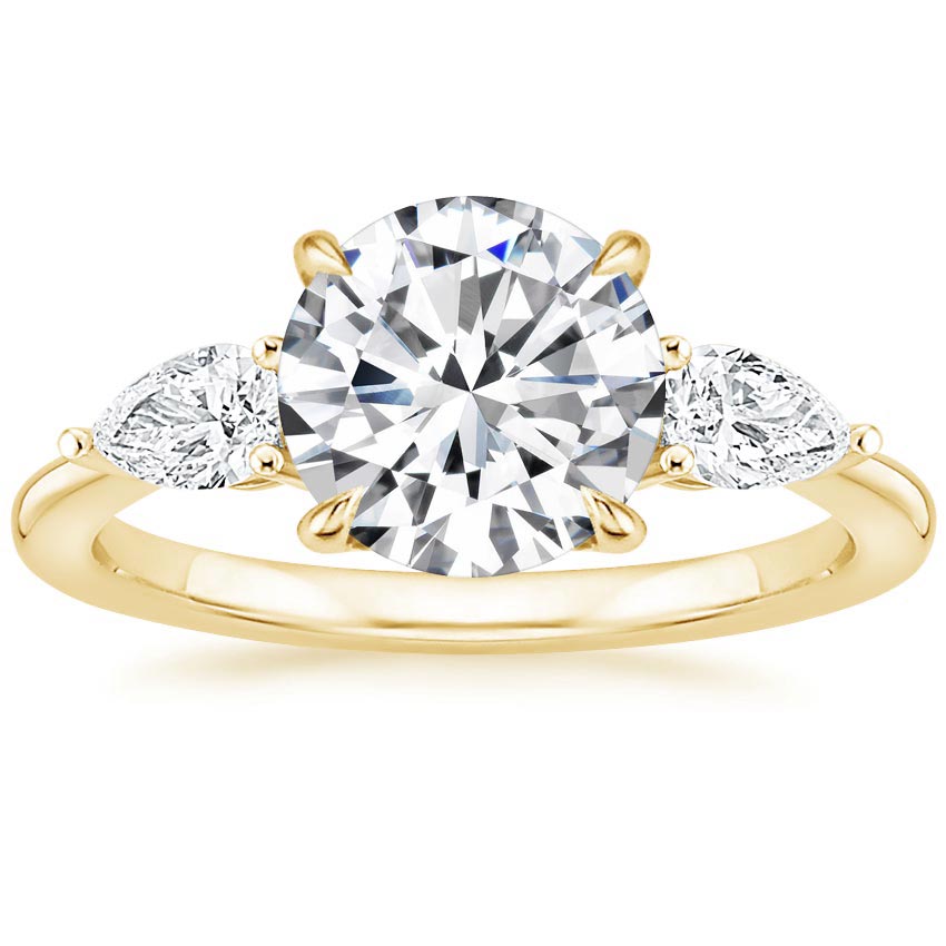 18K Yellow Gold Opera Diamond Ring, large top view