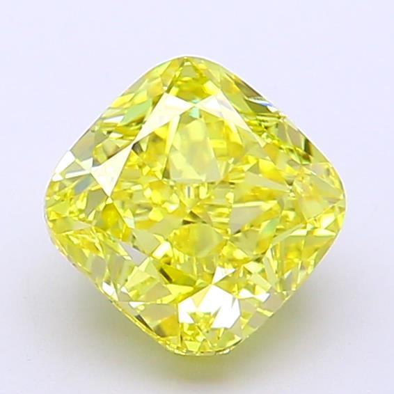 1.78 Ct. Fancy Vivid Yellow Cushion Lab Grown Diamond