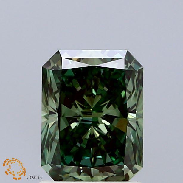 1.33 Ct. Fancy Vivid Green Radiant Lab Grown Diamond