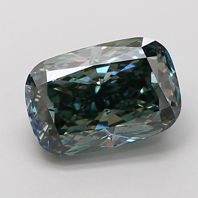 3.13 Ct. Fancy Deep New_Mst Green Cushion Lab Grown Diamond