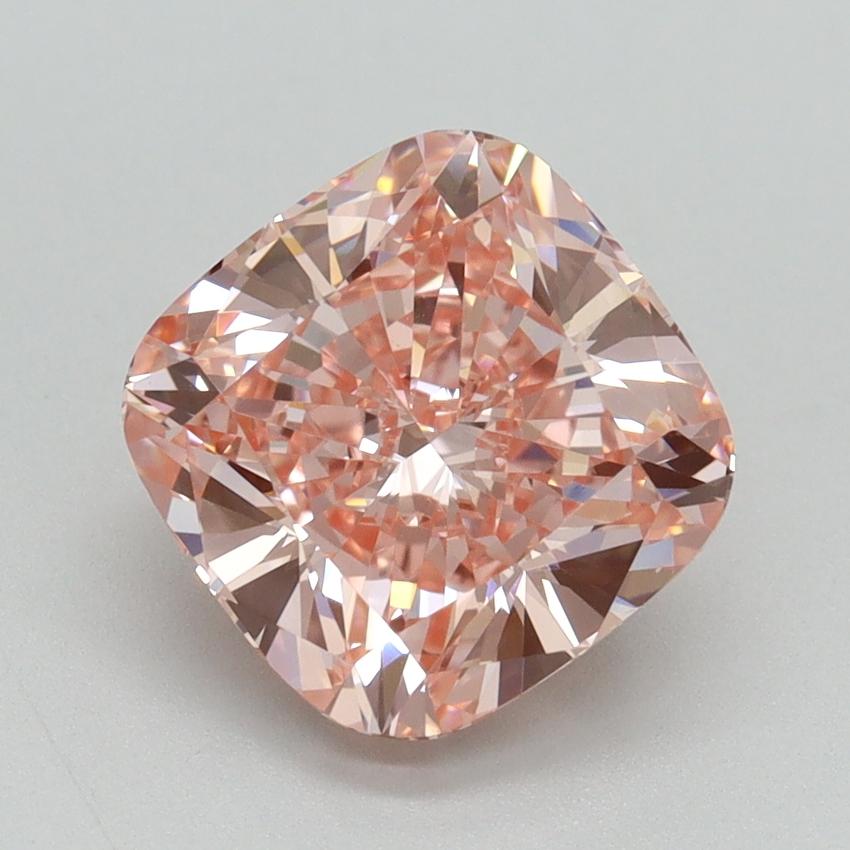 3.03 Ct. Fancy Vivid Pink Cushion Lab Grown Diamond