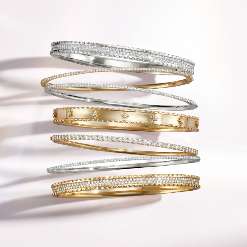 18K Yellow Gold Whisper 6 in. Diamond Bangle Bracelet