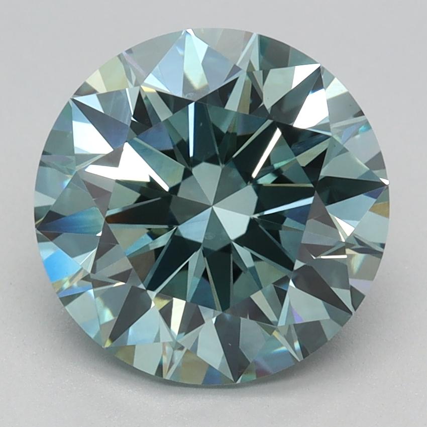 2.70 Ct. Fancy Vivid Green Round Lab Grown Diamond