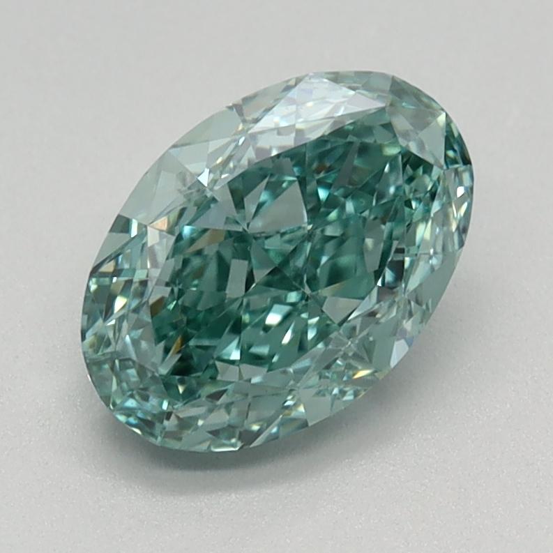 1.16 Ct. Fancy Vivid Blue Green Oval Lab Grown Diamond