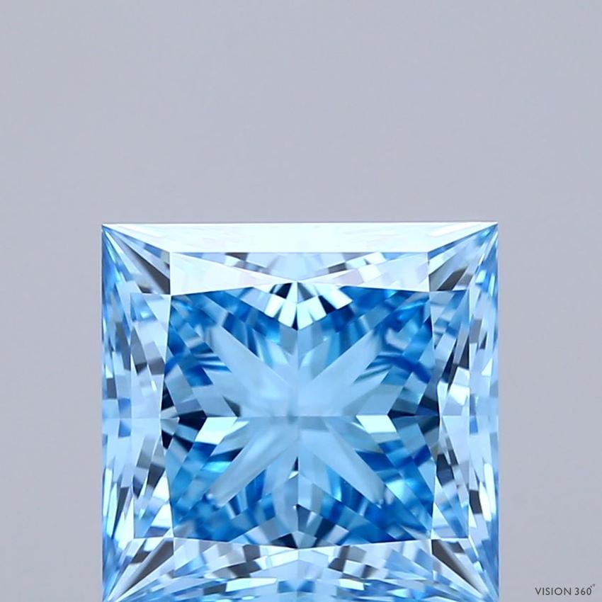 4.13 Ct. Fancy Vivid Blue Princess Lab Grown Diamond
