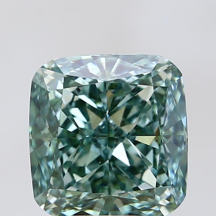 5.01 Ct. Fancy Vivid Green Cushion Lab Grown Diamond
