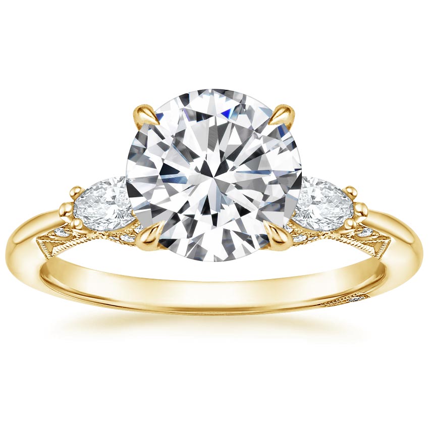 18K Yellow Gold Simply Tacori Three Stone Marquise Diamond Ring, large top view