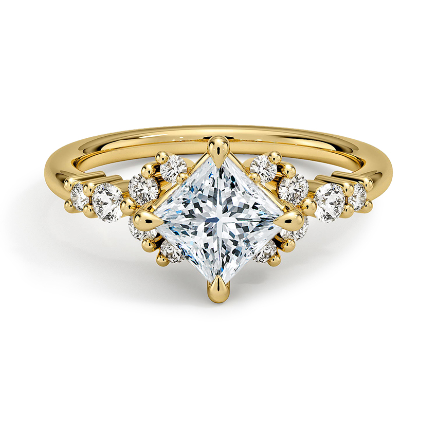 Custom Compass-Set Halo Princess-Cut Diamond Ring