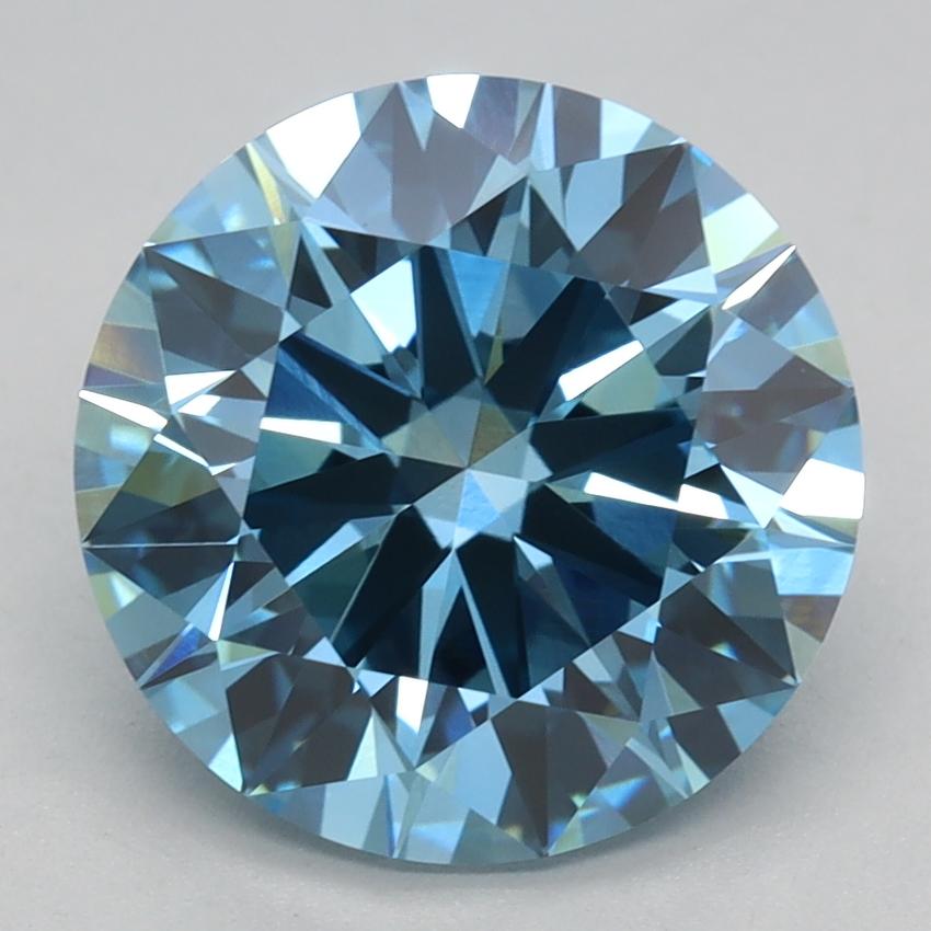 3.09 Ct. Fancy Vivid Blue Round Lab Grown Diamond