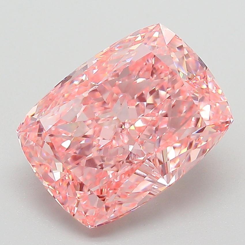 4.23 Ct. Fancy Vivid  Pink Cushion Lab Grown Diamond