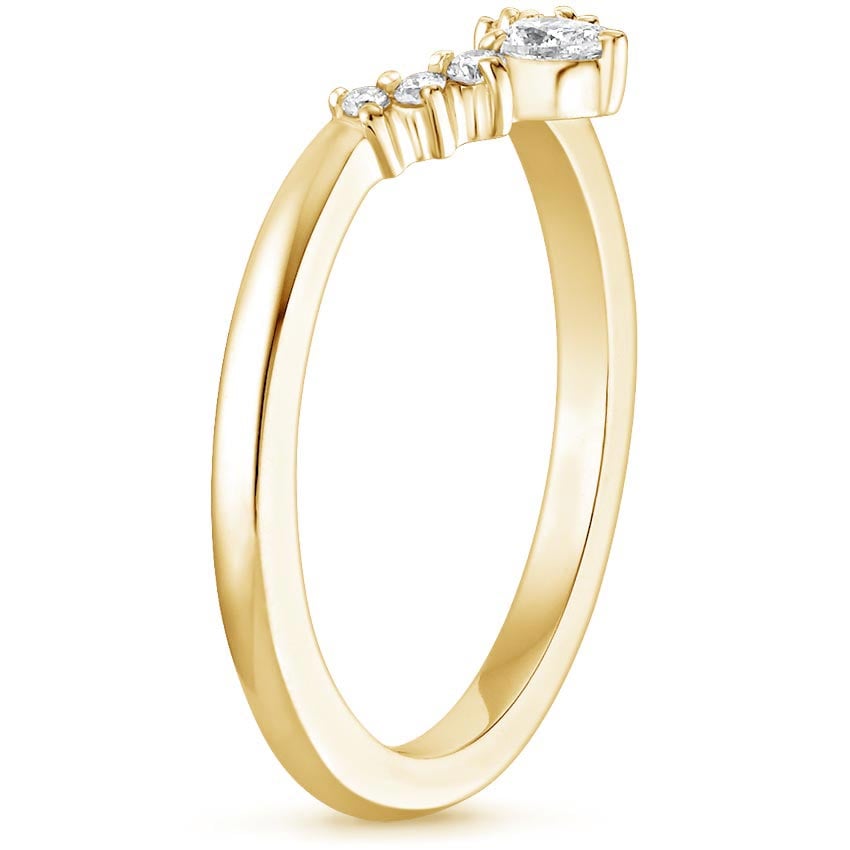18K Yellow Gold Lunette Diamond Ring, large side view