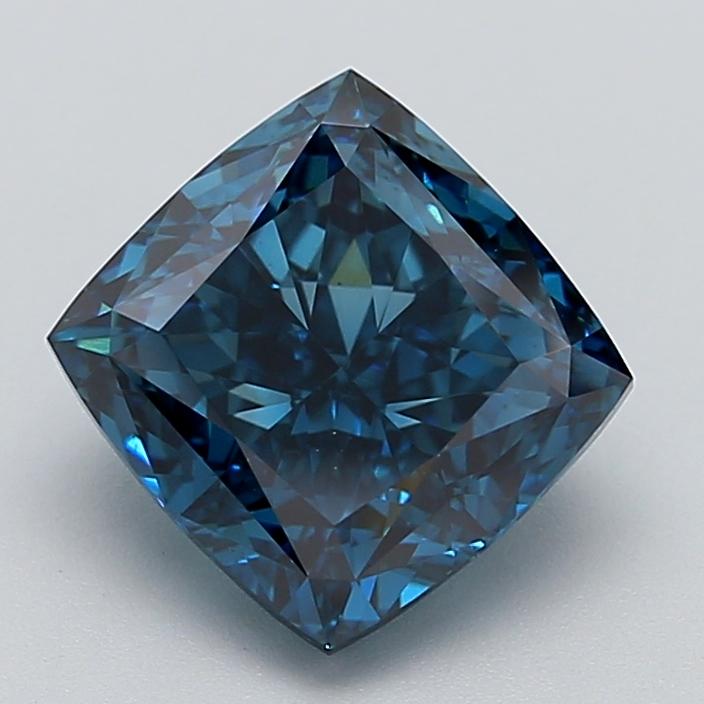 4.11 Ct. Fancy Vivid  Blue Cushion Lab Grown Diamond