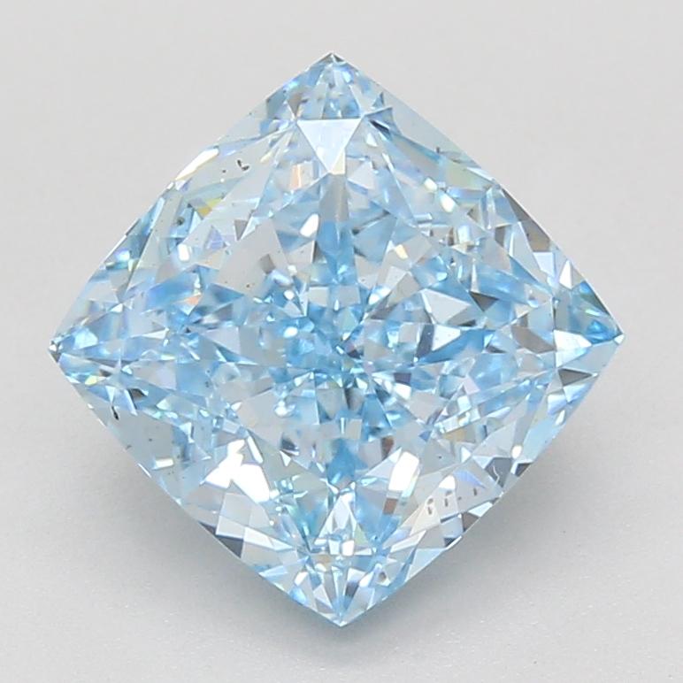 4.07 Ct. Fancy Vivid Blue Cushion Lab Grown Diamond