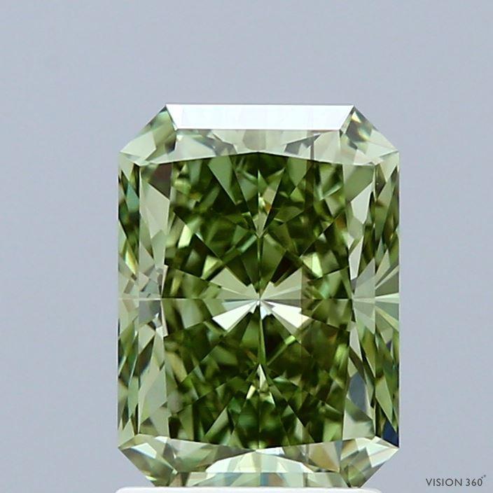 2.07 Ct. Fancy Vivid  Green Radiant Lab Grown Diamond