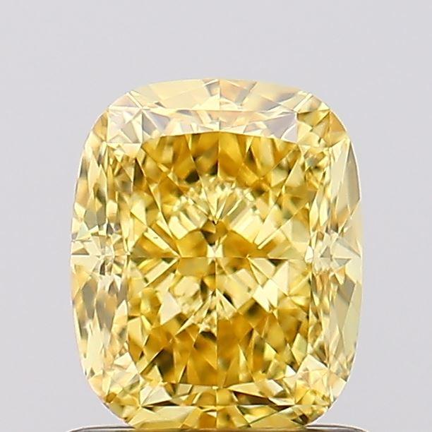 1.23 Ct. Fancy Vivid  Yellow Cushion Lab Grown Diamond