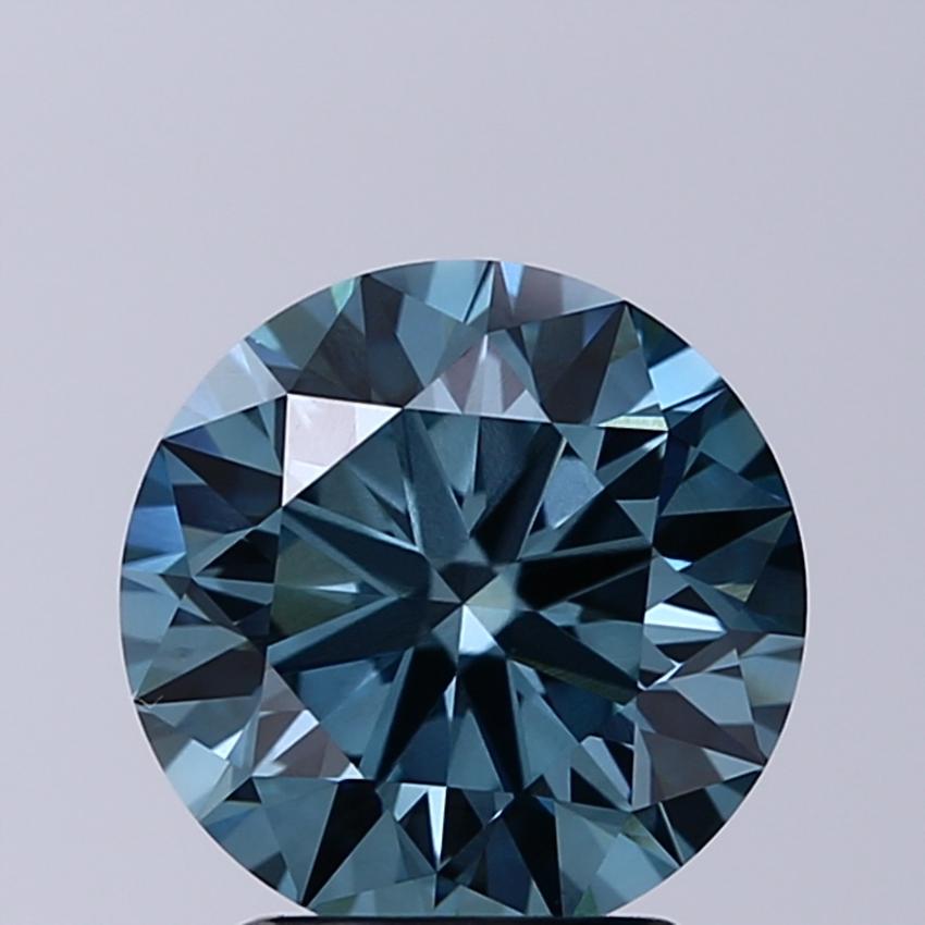 2.50 Ct. Fancy Vivid Greenish Blue Round Lab Grown Diamond
