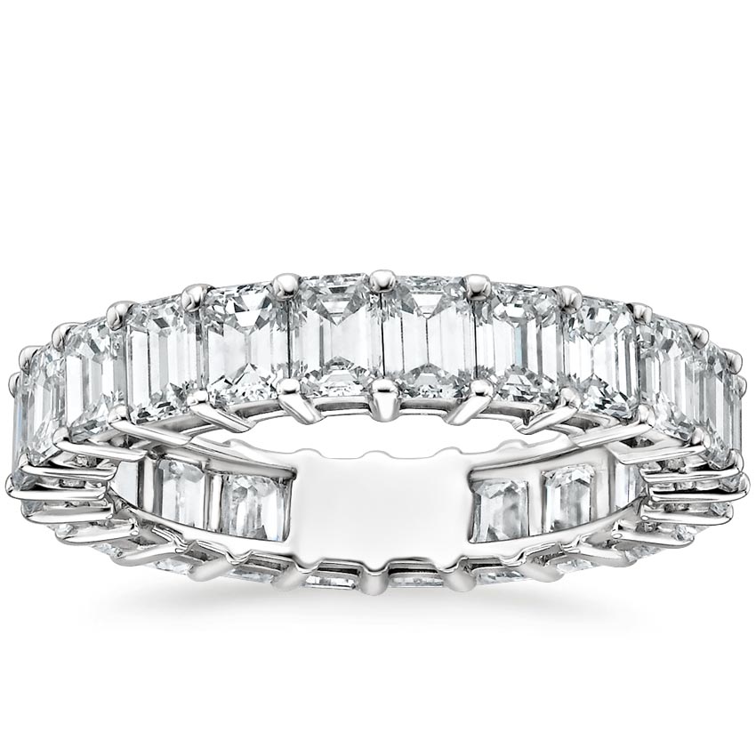 Titanium Mens & Women Emerald Cut Simulated Diamond Eternity Wedding Band Ring