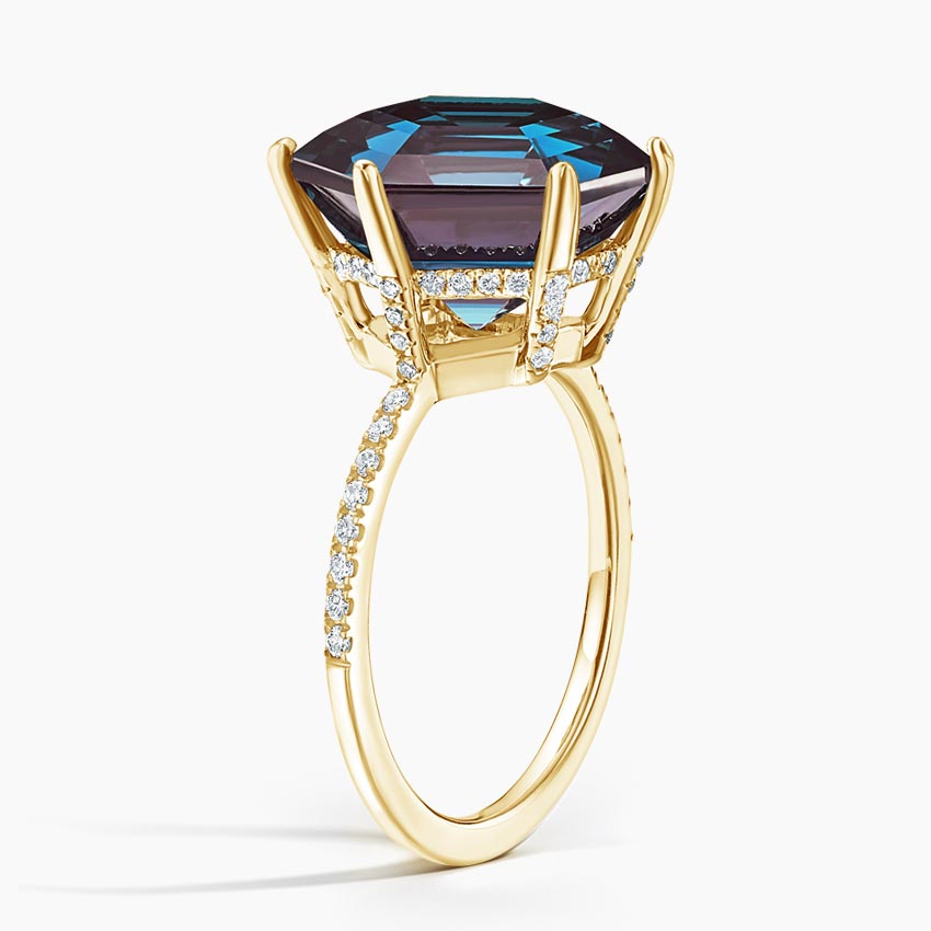 18K Yellow Gold Masquerade Lab Alexandrite and Diamond Cocktail Ring