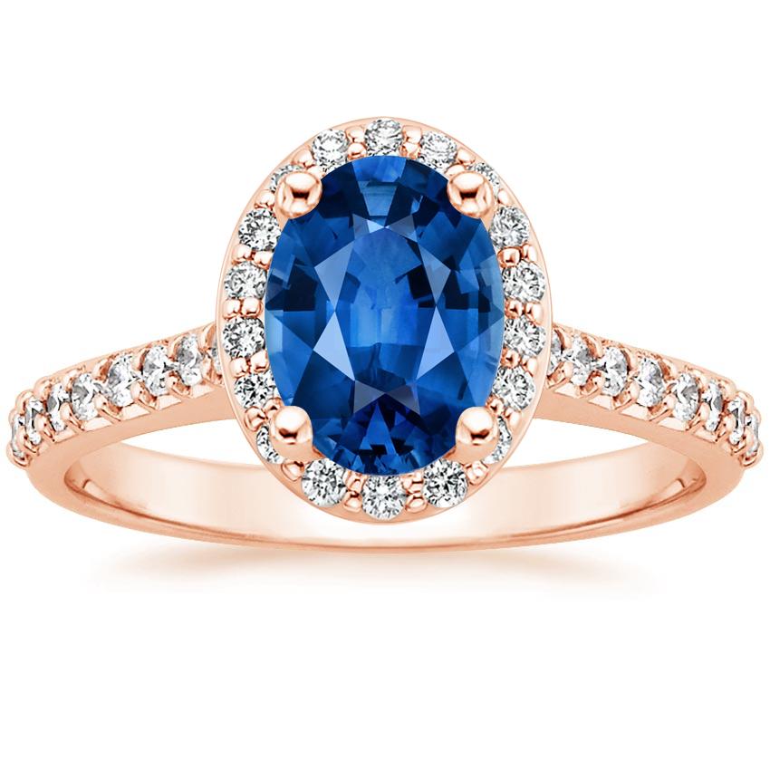 Sapphire Fancy Halo Diamond Ring with Side Stones (2/5 ct. tw.) in 14K ...