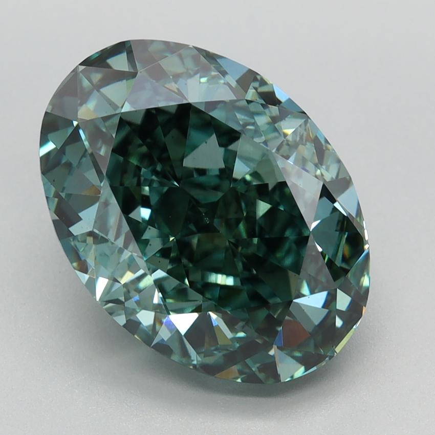 5.53 Ct. Fancy Vivid Green Oval Lab Grown Diamond