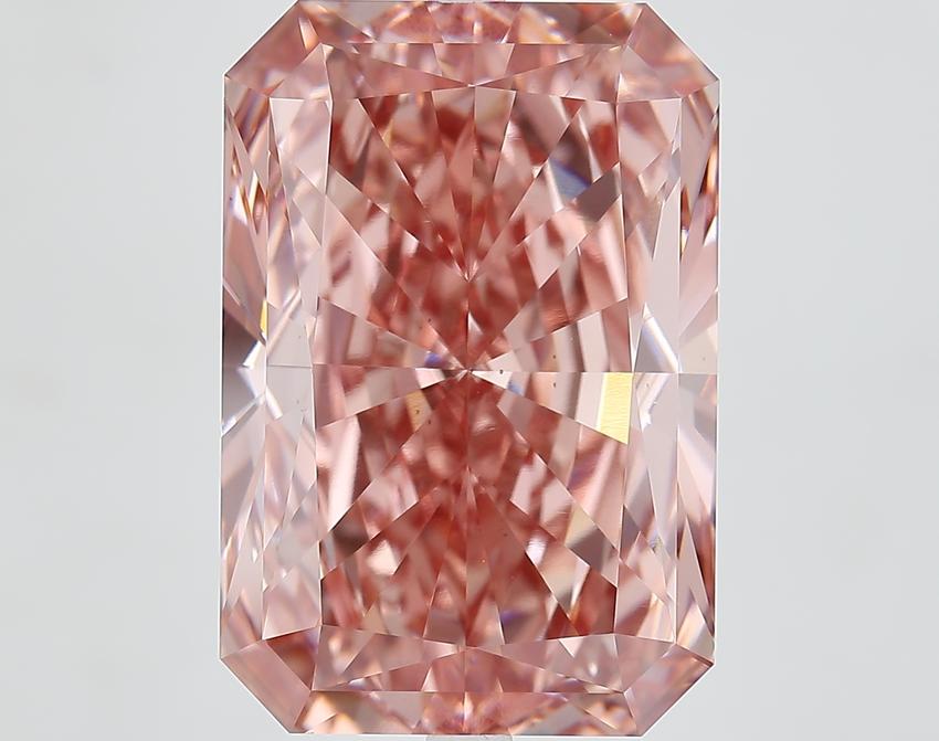 15.25 Ct. Fancy Vivid Brownish Pink Radiant Lab Grown Diamond