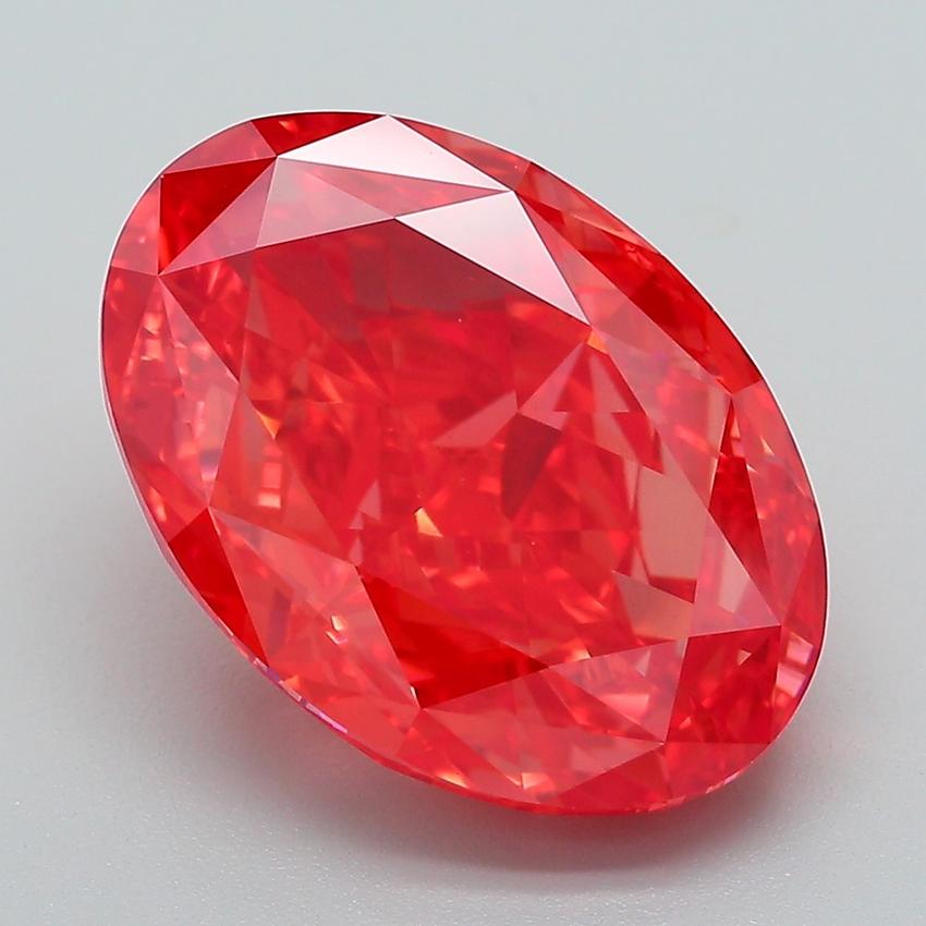6.76 Ct. Fancy Vivid Red Oval Lab Grown Diamond