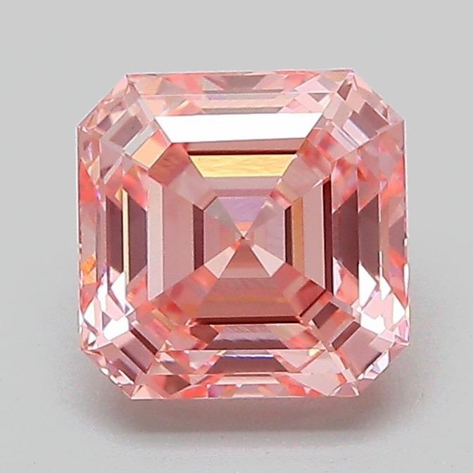 1.71 Ct. Fancy Vivid Pink Asscher Lab Grown Diamond