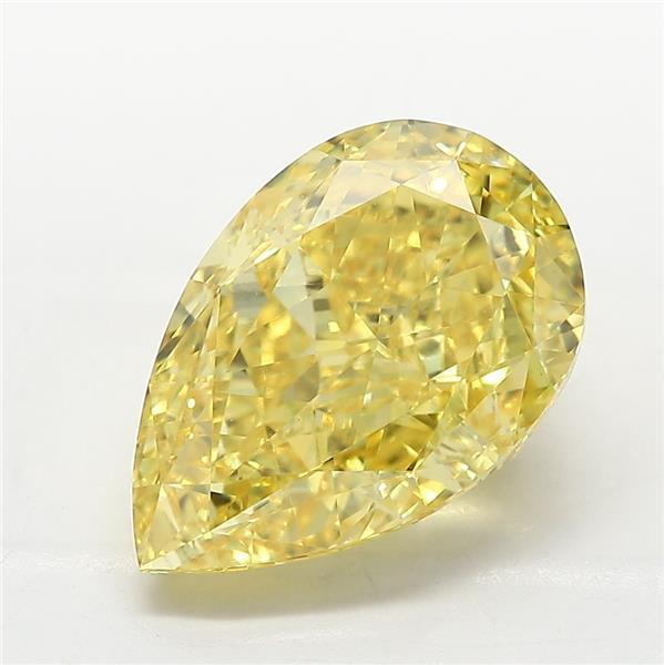 4.08 Ct. Fancy Vivid  Yellow Pear Lab Grown Diamond