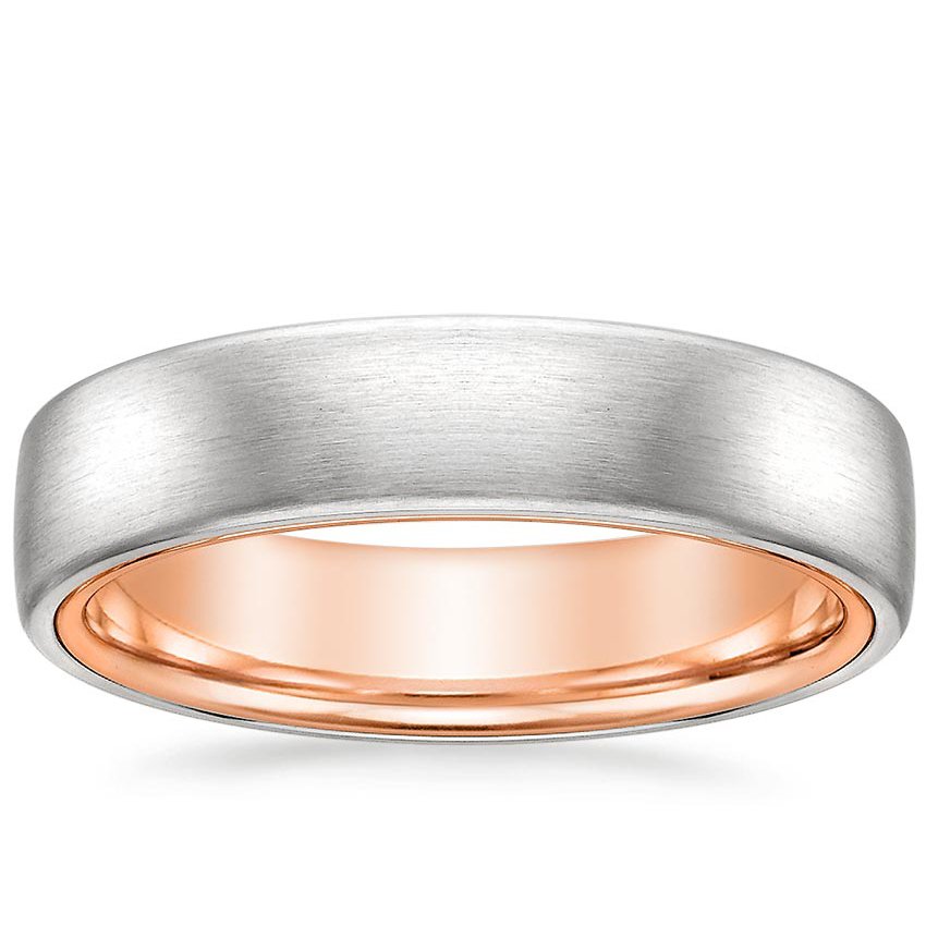 Rose Gold Two Tone Rose and White Gold Men's Wedding Ring 