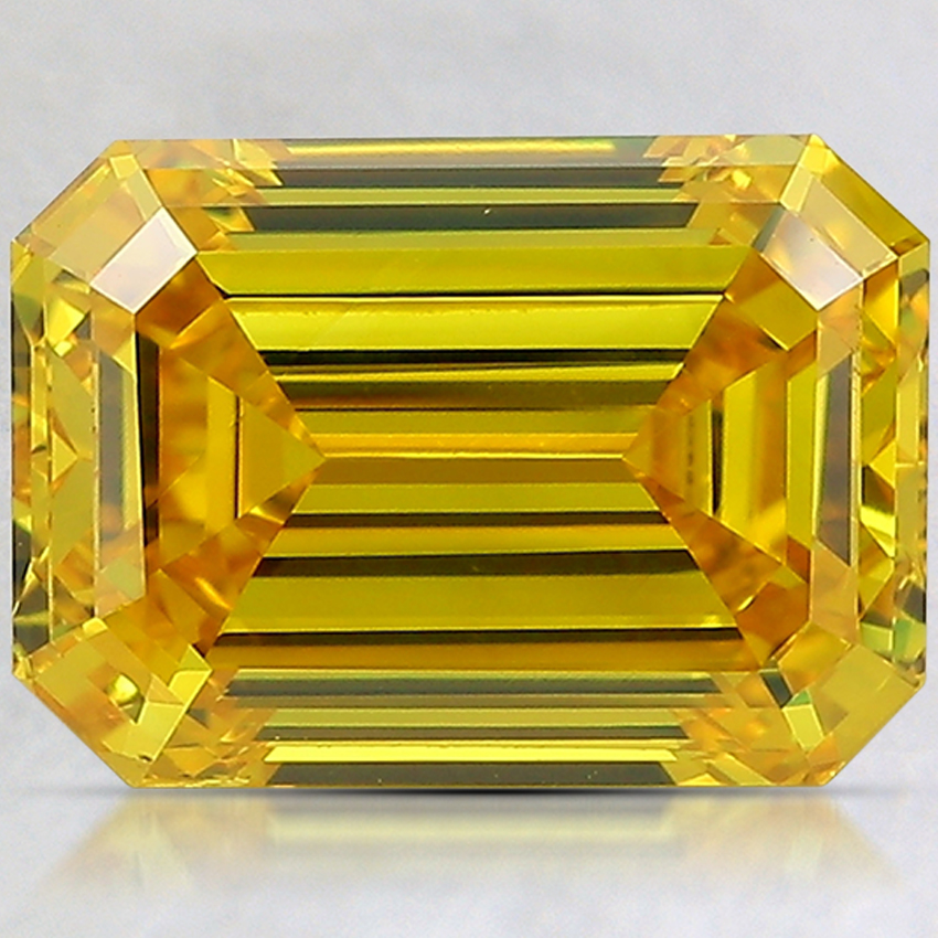 3.96 Ct. Fancy Vivid Orangy Yellow Emerald Lab Created Diamond
