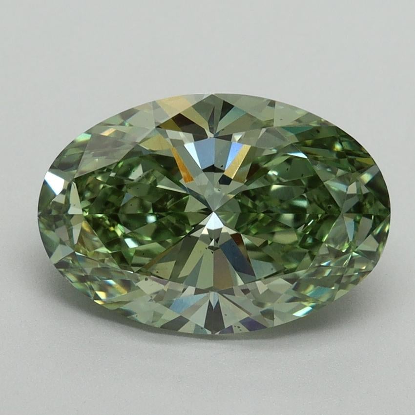3.05 Ct. Fancy Vivid Green Oval Lab Grown Diamond