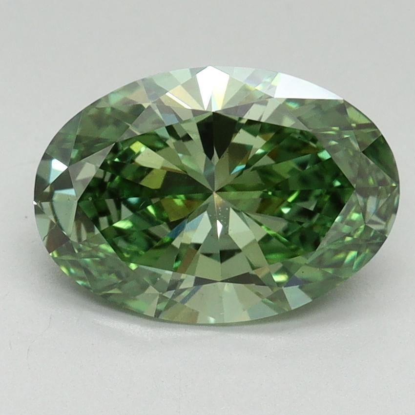 2.00 Ct. Fancy Vivid Green Oval Lab Grown Diamond