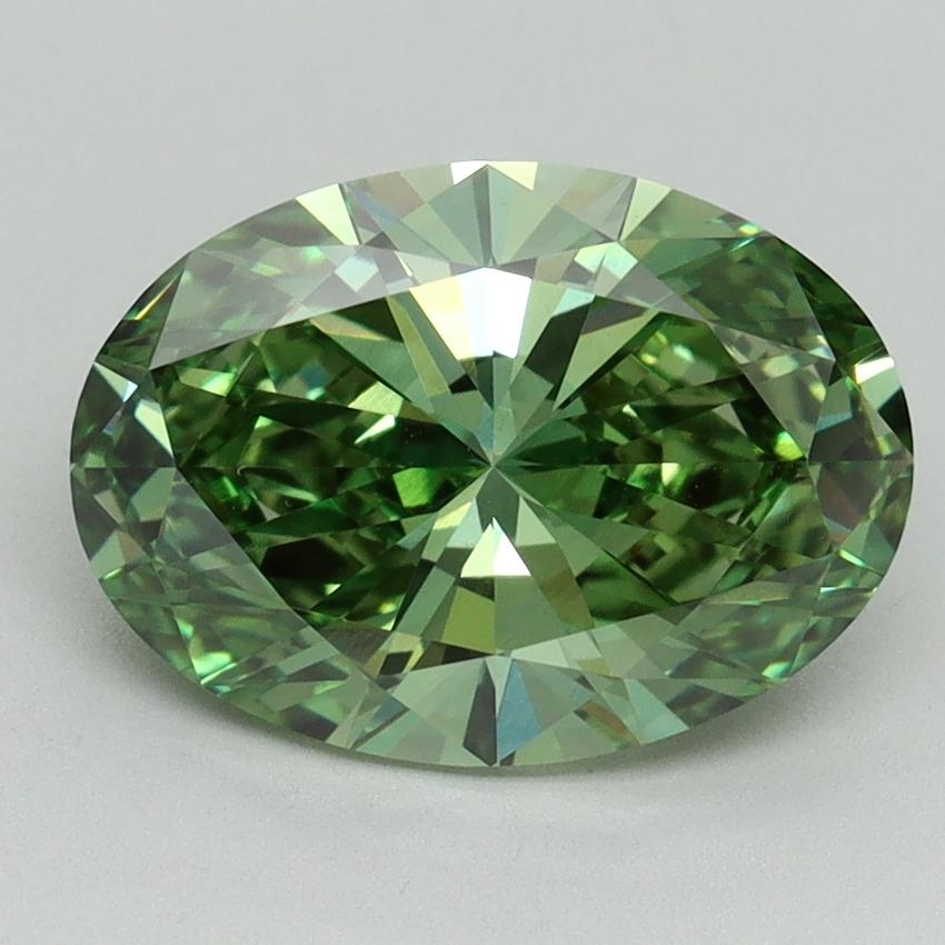 2.88 Ct. Fancy Vivid Green Oval Lab Grown Diamond