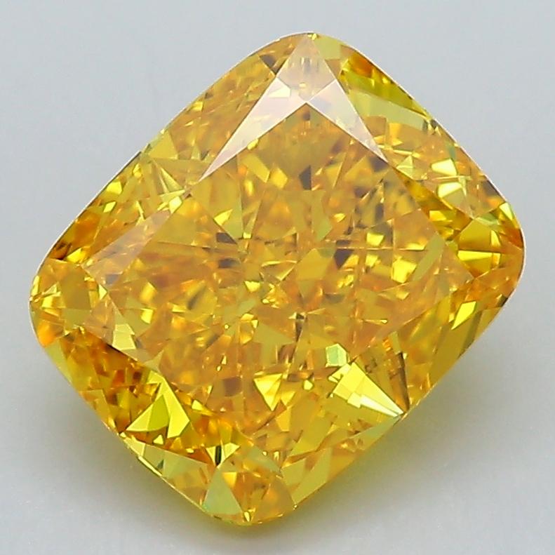 3.04 Ct. Fancy Vivid Yellow Cushion Lab Grown Diamond