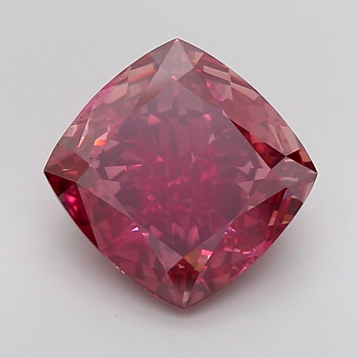 5.54 Ct. Fancy Vivid Brownish Pink Cushion Lab Grown Diamond