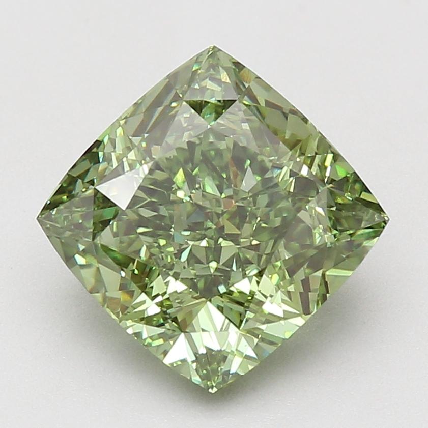5.06 Ct. Fancy Vivid Green Cushion Lab Grown Diamond