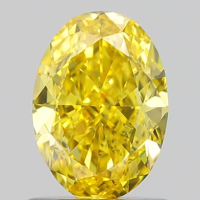 0.91 Ct. Fancy Vivid Yellow Oval Lab Grown Diamond