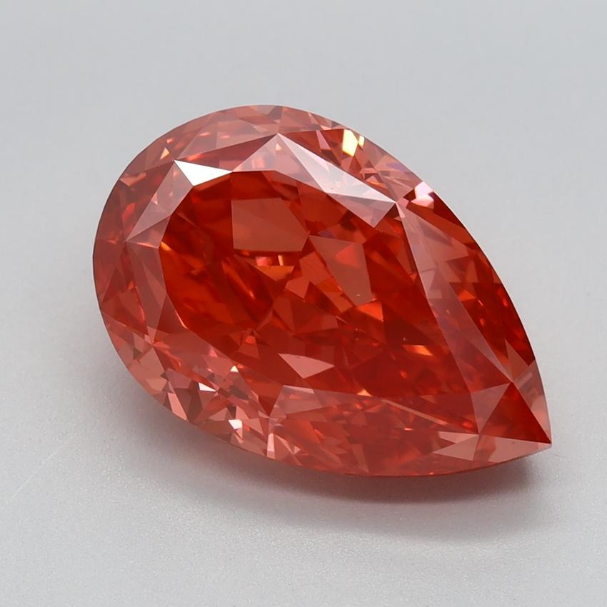 4.20 Ct. Fancy Vivid Orangy Pink Pear Lab Grown Diamond
