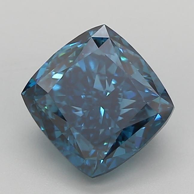 3.13 Ct. Fancy Vivid  Blue Cushion Lab Grown Diamond