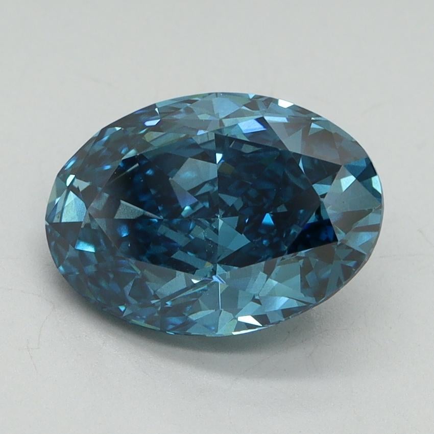 3.14 Ct. Fancy Vivid Blue Oval Lab Grown Diamond