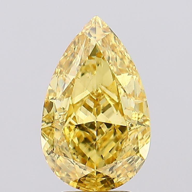 4.77 Ct. Fancy Vivid  Yellow Pear Lab Grown Diamond