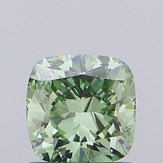 0.78 Ct. Fancy Vivid Green Cushion Lab Grown Diamond
