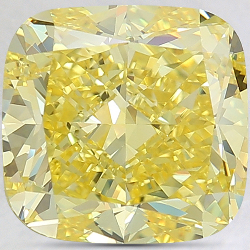 5.25 Ct. Fancy Vivid Yellow Cushion Lab Grown Diamond