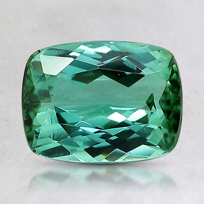 8x6.1mm Teal Cushion Tourmaline, top view