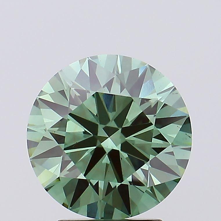 3.01 Ct. Fancy Vivid Bluish Green Round Lab Grown Diamond